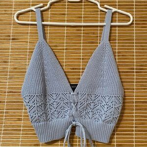 Arden B Light Blue Knit Crop Top Sweater